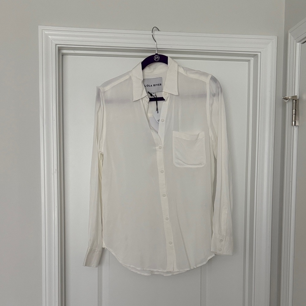 White Button Down Shirt Crisp Cotton Top